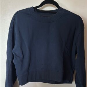 Blue Boxy Crop 3/4 Sleeve Sweatshirt